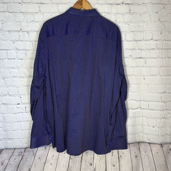 Johnston & Murphy Blue Orange Dot  Long Sleeve Button Down Dress shirt size XXL - Picture 4 of 8